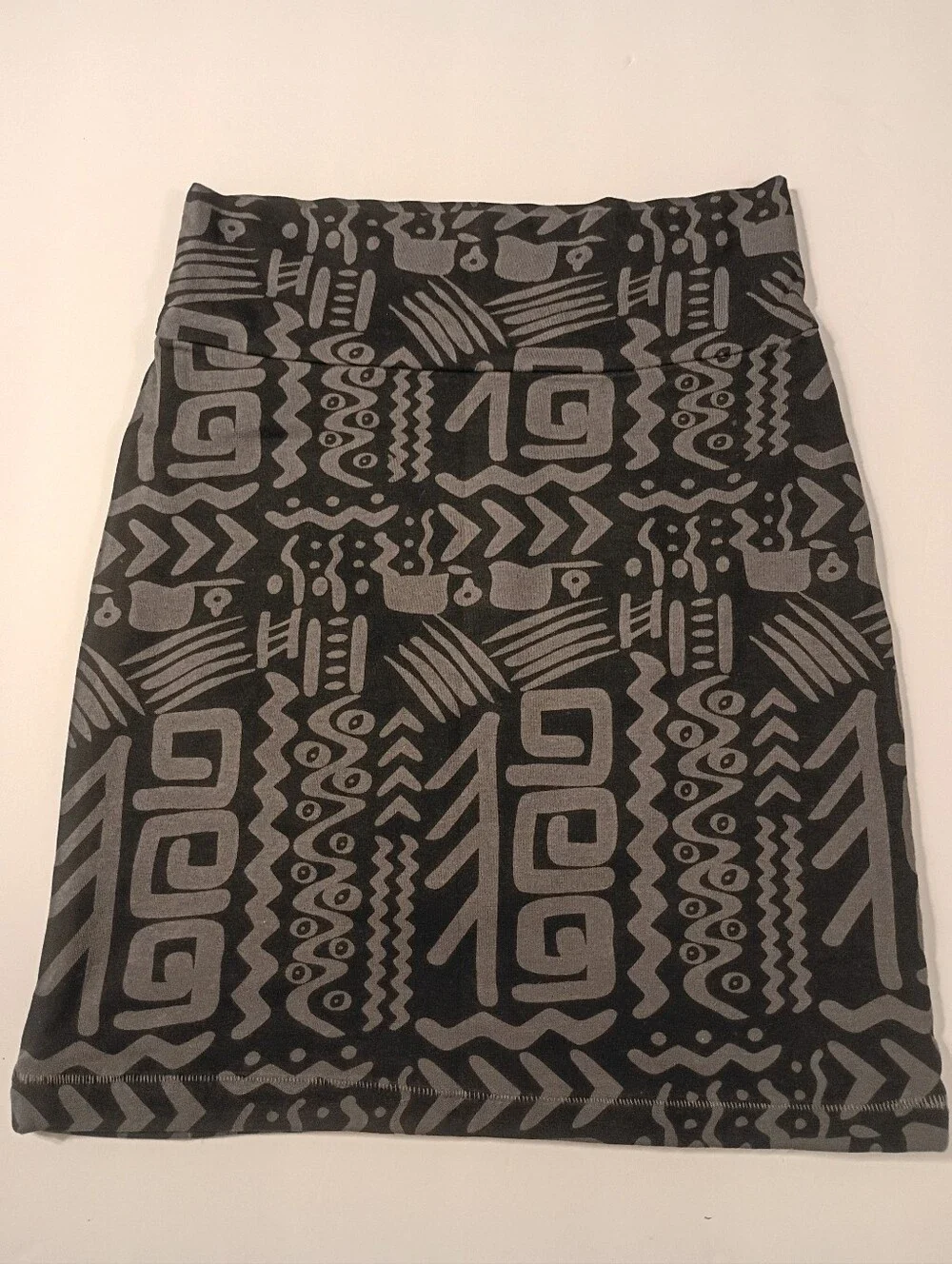 twentyone Size S/P Black & Gray Print Mini Skirt 95% Cotton 5% Elastane Pull On